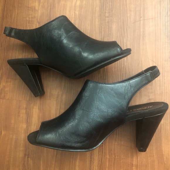 Aerosoles Survivor Peep Toe Slingback Heels Black - Picture 1 of 9